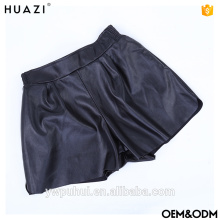 2017 hot style women sexy black leather shorts